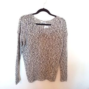 Ricki's Women's Black & White Lightweight Stitch Overlay Cotton Knit Sweater Med